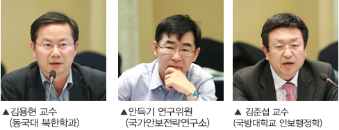 김용현 교수(동국대 북한학과), 안득기 연구위원(국가안보전략연구소), 김준섭 교수(국방대학교 안보행정학)