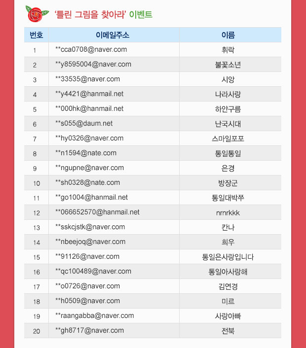 이벤트 당첨자 발표