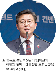 ▲ 홍용표 통일부장관이 ‘남북관계 현황과 통일·대북정책 추진방향’을 보고하고 있다.